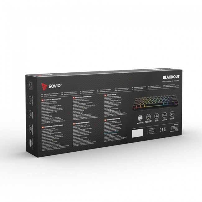 SAVIO Mechanical Keyboard BLACKOUT Blue (Outemu Blue), black SAVIO Mechanical Keyboard BLACKOUT Blue (Outemu Blue), black