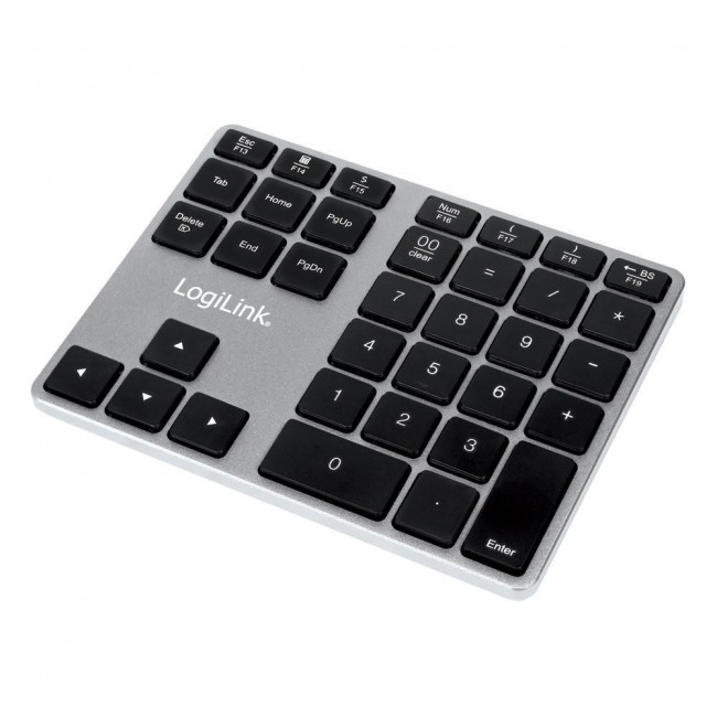 LogiLink ID0187 numeric keypad Universal Bluetooth Aluminium, Black LogiLink ID0187 numeric keypad Universal Bluetooth Aluminium, Black