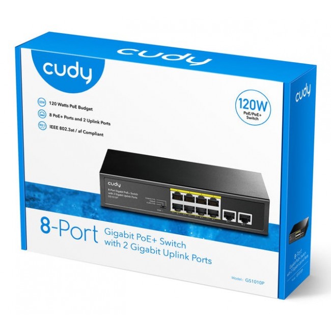 Cudy GS1010P network switch Gigabit Ethernet (10/100/1000) Power over Ethernet (PoE) Desktop/Wall-Mounting Black Cudy GS1010P network switch Gigabit Ethernet (10/100/1000) Power over Ethernet (PoE) Desktop/Wall-Mounting Black