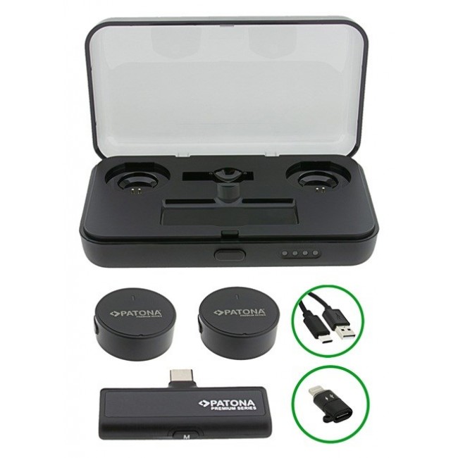 PATONA Premium Professional Lavalier Microphone Set PTS-I91S with charging case