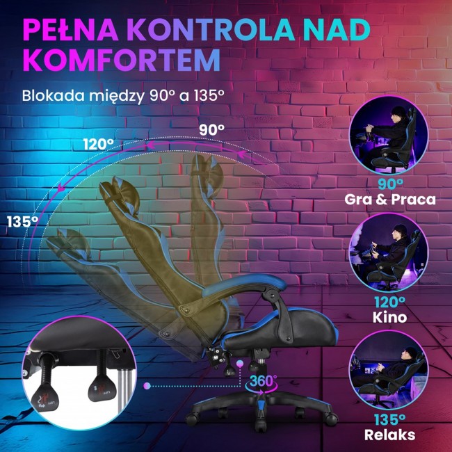 Extralink Gaming | Gaming chair | office chair, swivel, juodas and mlynas, G-523