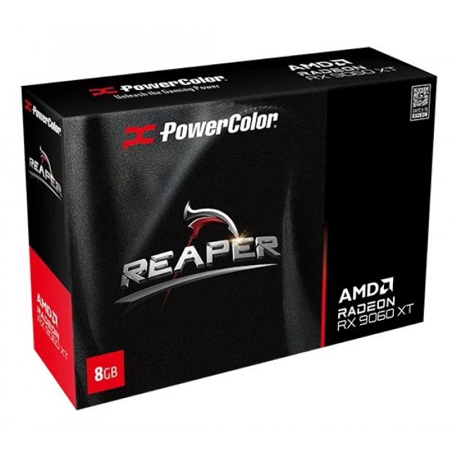 PowerColor Reaper Radeon RX 9060 XT GAMING OC 8G Graphics Card - 8GB GDDR6, 128bit, PCI-E 5.0, 3320 MHz Core Clock, 2 x DisplayPort, 1 x HDMI, GV-R9060XTGAMING OC-8GD