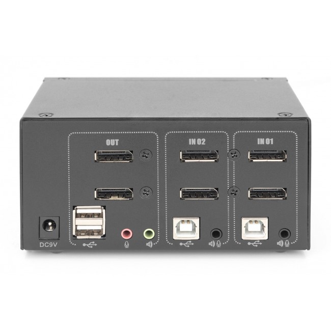Digitus KVM Switch, 2-Port, Dual Display, 4K, DisplayPort Digitus KVM Switch, 2-Port, Dual Display, 4K, DisplayPort