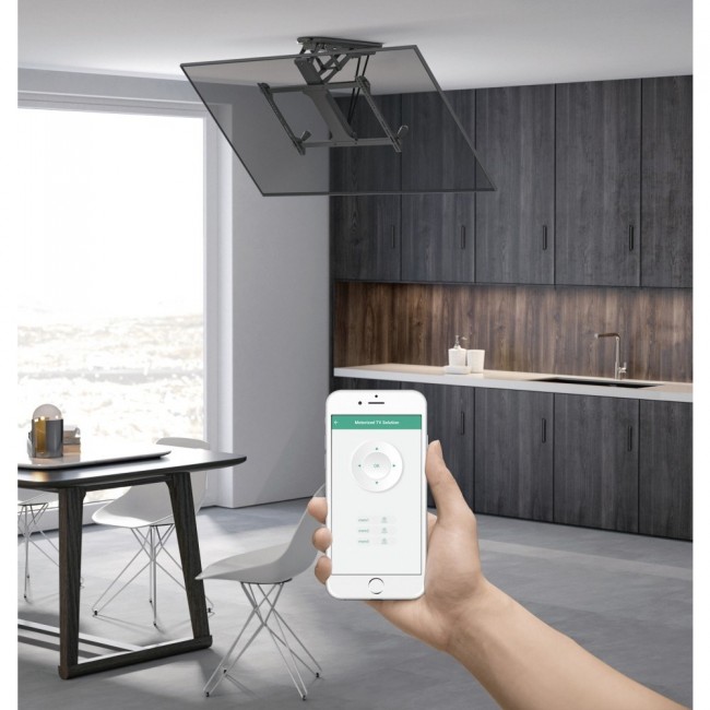 Techly Motorized Swivel Ceiling TV Mount Smart Home Integration for TVs from 32-70