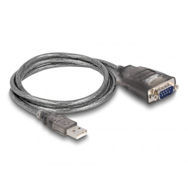 DeLOCK Adapter USB 2.0 Type-A to 1 x Serial RS-232 D-Sub 9 pin male with nuts with 3 x LED 1 m