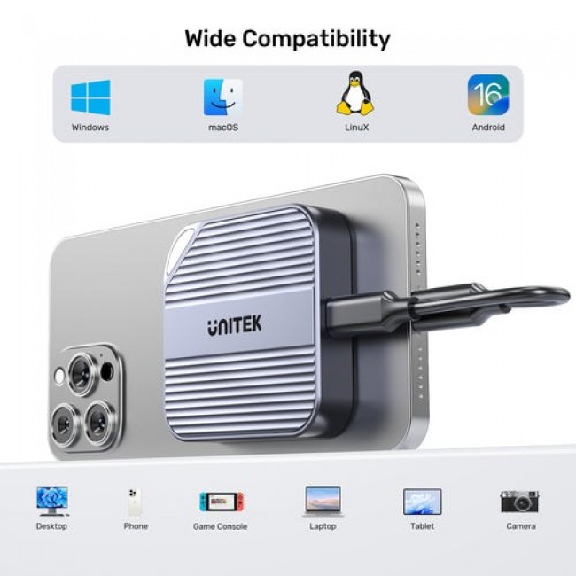 UNITEK S1244AGY01 storage drive enclosure SSD enclosure Grey M.2
