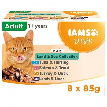 IAMS DELIGHTS Land & Sea Collection in Jelly box wet cat food 8x85g