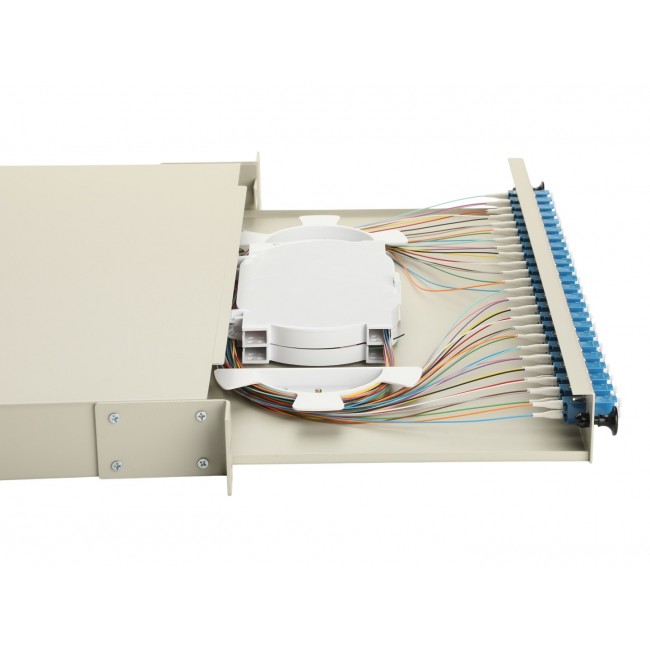 Equip 24-Port Fiber Optic Splice Box, LC Duplex, OS2, 1U, Equipped, Grey