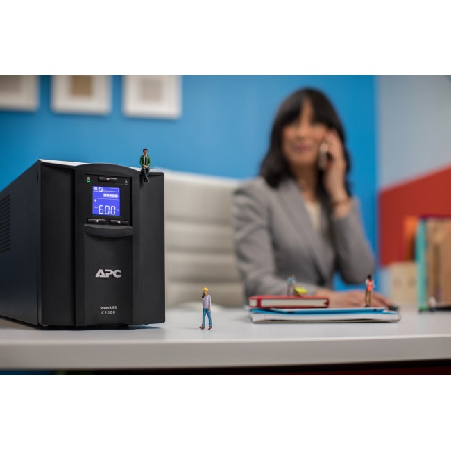 APC Smart-UPS C, Line Interactive, 1000VA, Tower, 230V, 8x IEC C13 outlets, SmartConnect port, USB and Serial communication, AVR, Graphic LCD