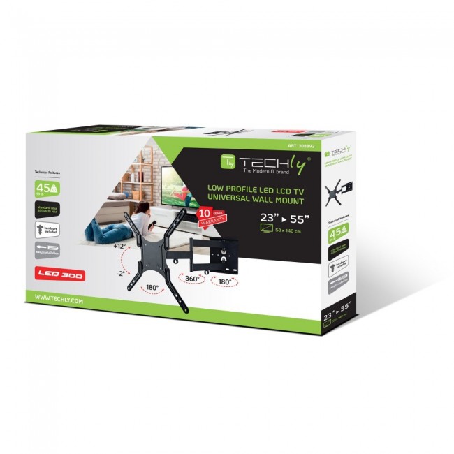 Techly 23-55 Universal LCD TV Wall Mount Bracket Black Techly 23-55 Universal LCD TV Wall Mount Bracket Black