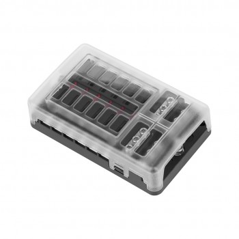 FB-12 fuse box with negative rail and LED