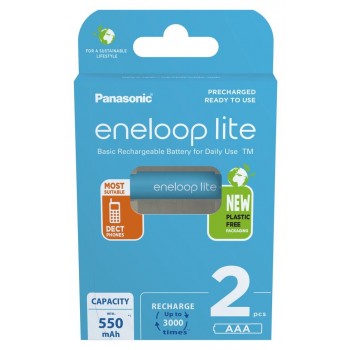 Rechargeable batteries PANASONIC ENELOOP LITE AAA 550 mAh 2 szt (BK-4LCCE/2CP)