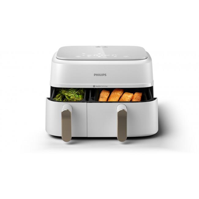 Philips 3000 series NA353/10 fryer Double 9 L Stand-alone 2750 W Hot air fryer Silver, White