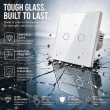 Qoltec 52716 Smart Touch 2-Gang Light Switch | Wi-Fi | Timer | Tuya | Smart Life | Tempered Glass | White