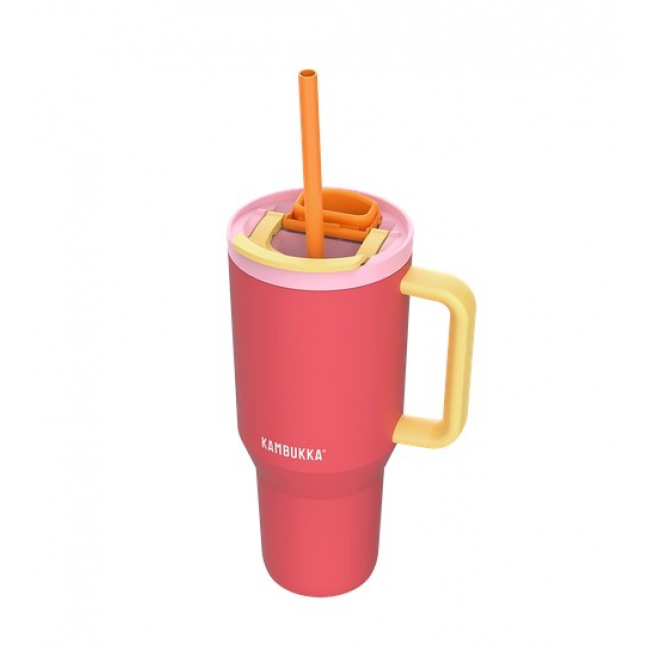 Thermal mug with telescopic straw Kambukka Rio Tumbler 950ml Pink Papaya