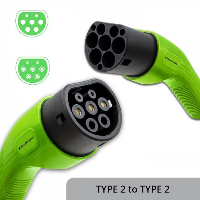 Qoltec 52473 EV Cable Type 2 for car charging | 400V | 11kW | 16A | 5m Qoltec 52473 EV Cable Type 2 for car charging | 400V | 11kW | 16A | 5m
