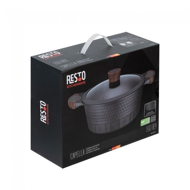 Resto Kitchenware Capella 4.6 L Round Black, Wood