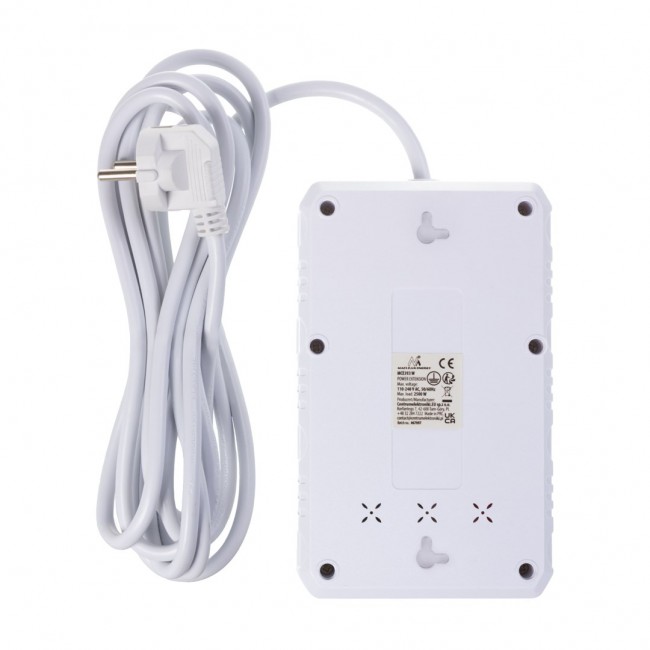 Maclean power strip, 4-socket extension cable + 3xUSB, 110-240V AC 50/60Hz, 2.1A max 2500W, 3m, white, MCE393 W