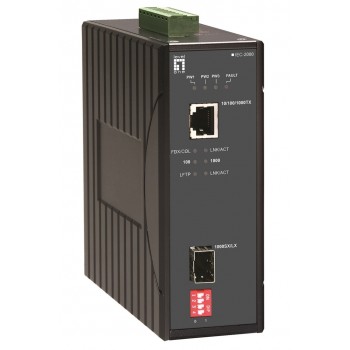 LevelOne RJ45 to SFP Gigabit Industrial Media Converter, -40 C to 75 C