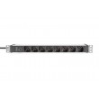 Digitus Socket strip with aluminum profile and back-up fuse, 8-way Italian output, 2 m cable IEC C14 plug