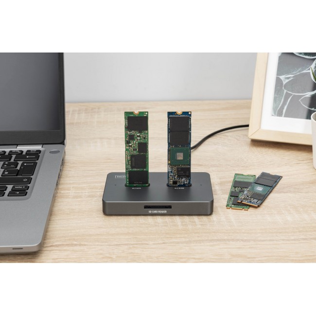 Digitus M.2 NVMe + M.2 SATA SSD docking station with SD Express card reader, USB-CTM