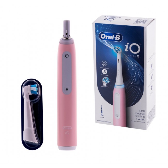 Oral-B Electric Toothbrush iO3 Series Rechargeable For adults Number of brush heads included 1 Blush Pink Number of teeth brushing modes 3