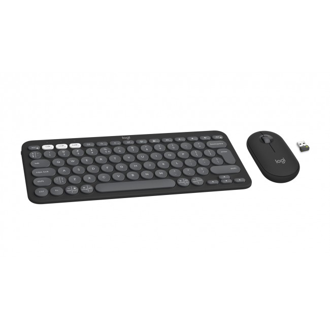 Logitech Pebble 2 Combo keyboard Mouse included Universal RF Wireless + Bluetooth QWERTY US International Graphite