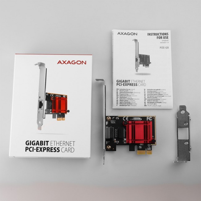 Axagon PCEE-GIX PCIe - Gigabit Ethernet adapter Intel i210AT, PXE, w. SP & LP