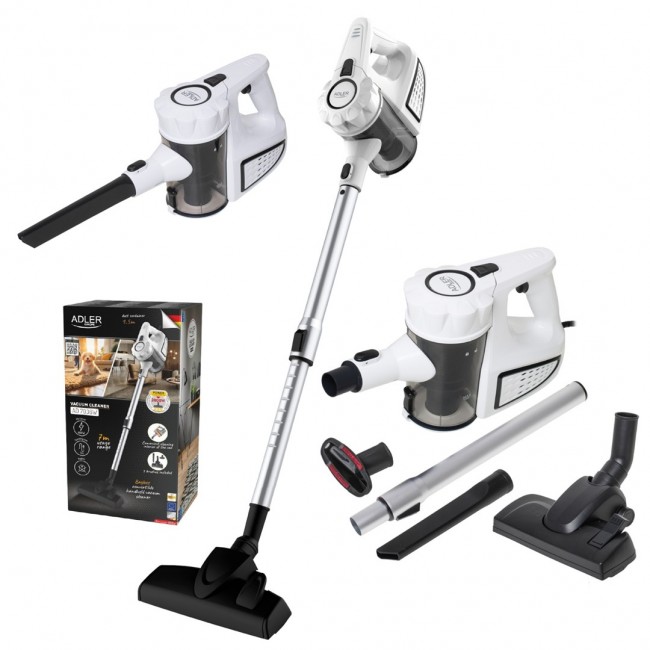 Adler AD 7036W stick vacuum/electric broom 2-in-1 stick vacuum AC Dry Bagless 1.5 L Black, White