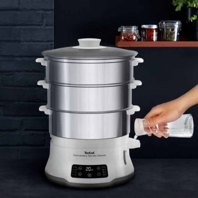 Tefal Convenient Series Deluxe VC502D steam cooker 3 basket(s) Countertop 900 W Stainless steel, White