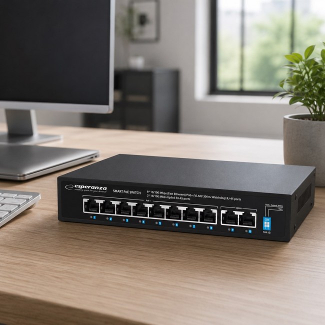 Esperanza ENS106 10-port Poe Switch 10/100 96W Esperanza ENS106 10-port Poe Switch 10/100 96W