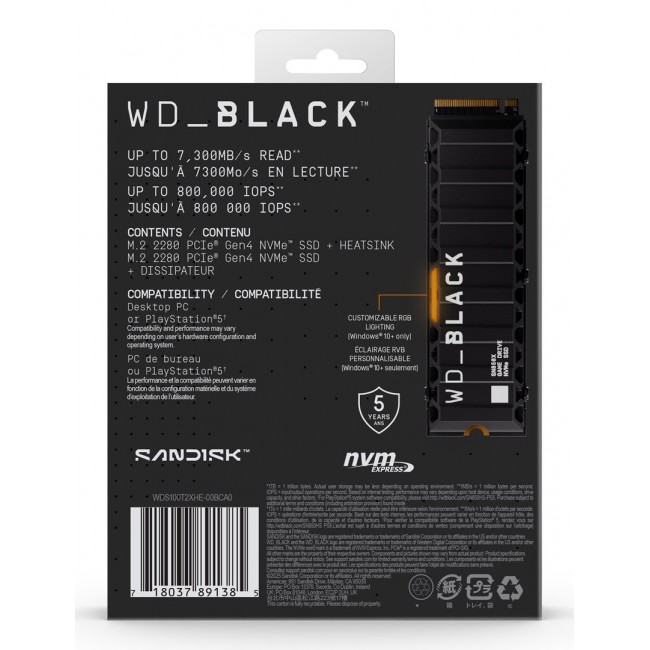 Western Digital Black WD_BLACK SN850X NVMe SSD POWERED BY SANDISK 1 TB, [With Heatsink]