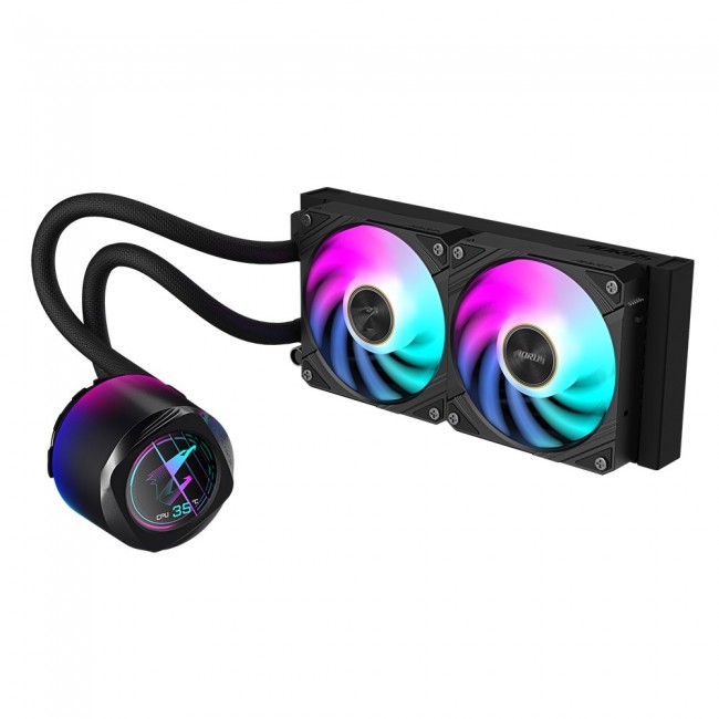 GIGABYTE AORUS WATERFORCE X II 240 AIO Liquid CPU Cooler - 2x120mm ARGB Fans, full-color LCD, DAISY-CHAIN, Intel LGA 1851 and AMD AM5 Compatible GIGABYTE AORUS WATERFORCE X II 240 AIO Liquid CPU Cooler - 2x120mm ARGB Fans, full-color LCD, DAISY-CHAIN, Intel LGA 1851 and AMD AM5 Compatible