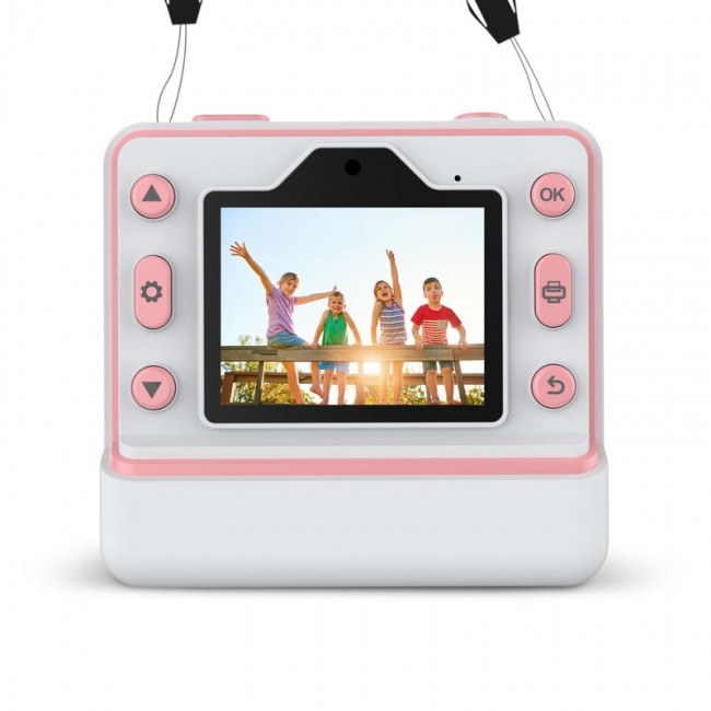 FLASH PINK INSTANT CAMERA WITH THERMAL PRINTER FOR CHILDREN