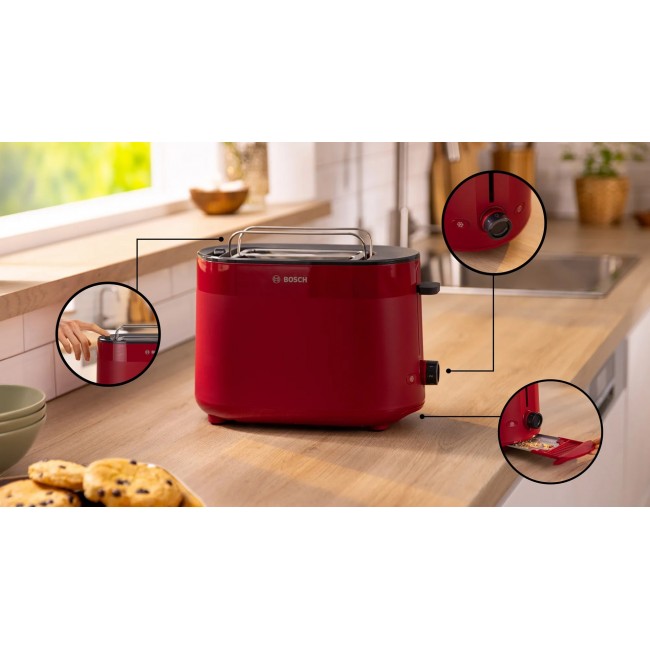 Bosch TAT2M124 toaster 6 2 slice(s) 950 W Red