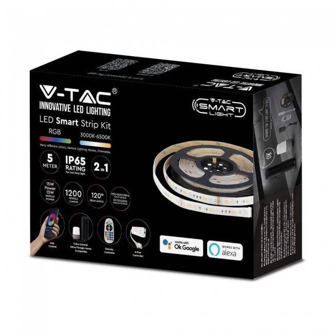 LED strip V-TAC Set SMART WiFi RGB+CCT IP65 ALEXA GOOGLE HOME VT-5050 90-EU LED strip V-TAC Set SMART WiFi RGB+CCT IP65 ALEXA GOOGLE HOME VT-5050 90-EU