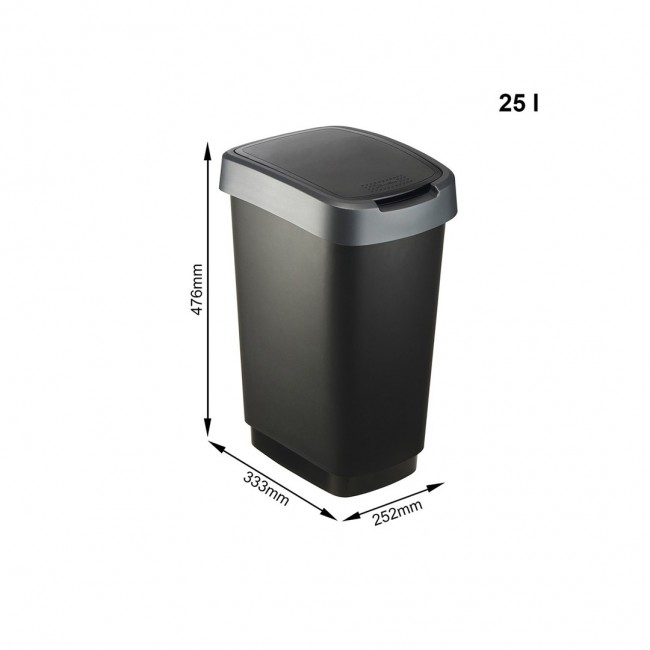 ROTHO Twist Silver - trash bin 25l