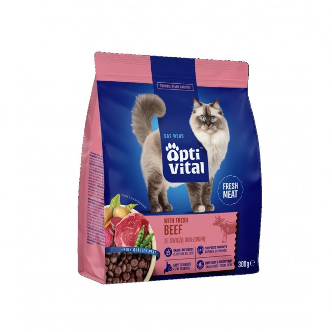 OPTIVITAL With fresh beef - dry cat food - 300g