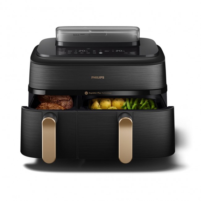 Philips 5000 series NA552/00 fryer Double 9 L Stand-alone 2750 W Hot air fryer Black, Gold