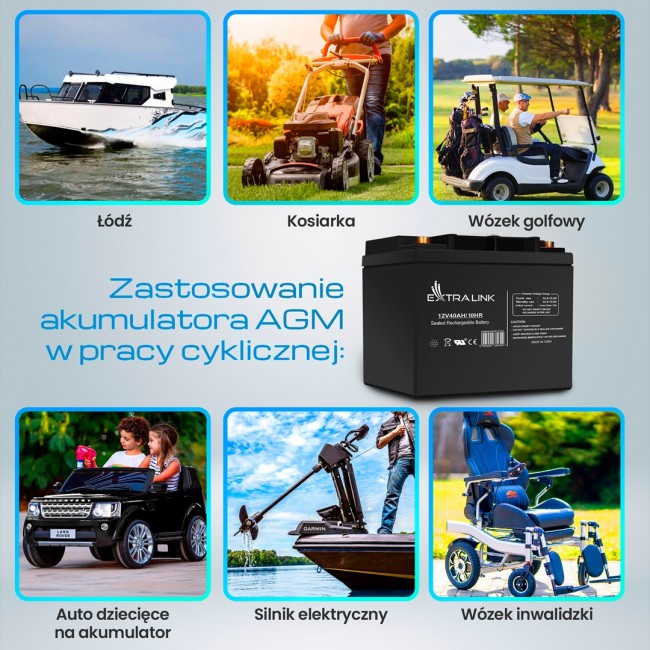Extralink Accumulator AGM 12V 40Ah maintenance free