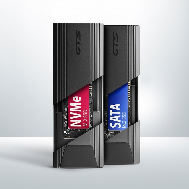 Axagon EEM2-GTS2 External USB-C 10Gbps metal box for M.2 NVMe & SATA SSD disks. Screwless