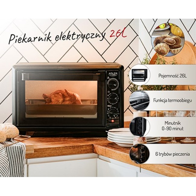 Adler AD 6023 oven 26 L 1500 W Black Adler AD 6023 oven 26 L 1500 W Black