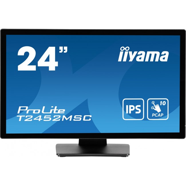 iiyama ProLite 23.8 PCAP 10pt touchscreen monitor featuring IPS panel technology, Edge-to-Edge glass design and anti fingerprint coating