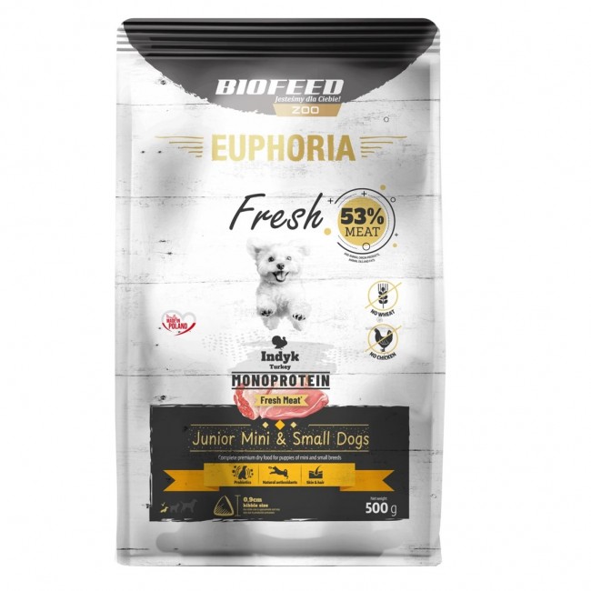 BIOFEED Euphoria Fresh Junior Turkey Monoprotein XS/S - dry dog food - 500g BIOFEED Euphoria Fresh Junior Turkey Monoprotein XS/S - dry dog food - 500g