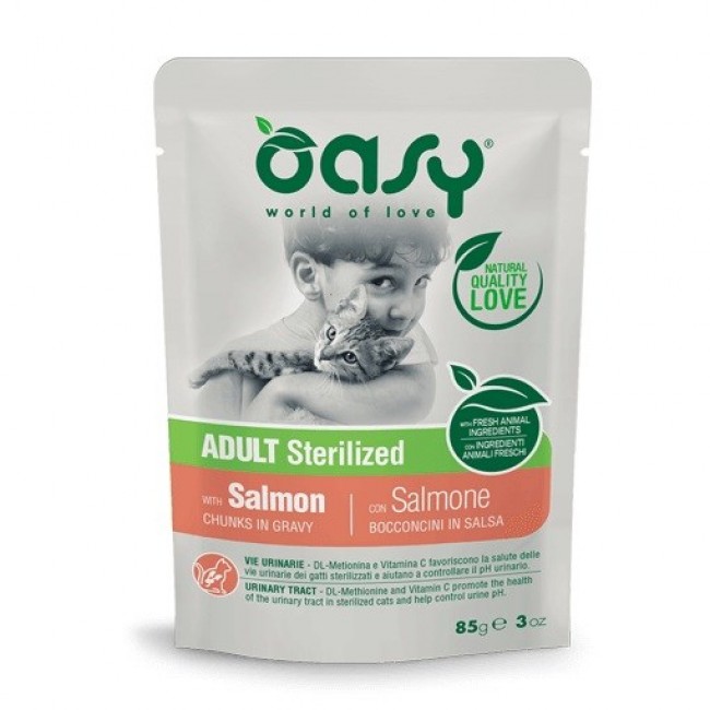 OASY Chunks in gravy Sterilized Salmon - wet cat food - 85g