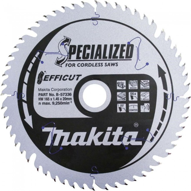 MAKITA CIRCULAR SAW BLADE 165x20x56Z EFFICUT MDF/LAMINATE/WOOD MAKITA CIRCULAR SAW BLADE 165x20x56Z EFFICUT MDF/LAMINATE/WOOD