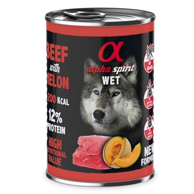 ALPHA SPIRIT WET Ternera con mel n - comida h meda para perros - 400g