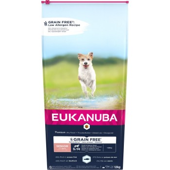 EUKANUBA Grain Free Senior small/medium breed, Ocean fish - dry dog food - 12 kg