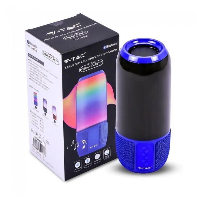 Wireless LED speaker V-TAC SMART VT-7456 RGB Bluetooth 2x3W (SKU 8569) Blue Wireless LED speaker V-TAC SMART VT-7456 RGB Bluetooth 2x3W (SKU 8569) Blue