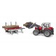 BRUDER Massey Ferguson + Frontloader and timber trailer